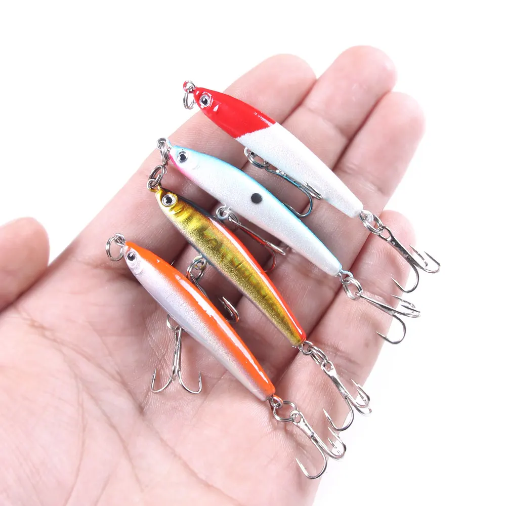 

4Pcs/lot Pencil Fishing Lure 6Cm-3.4G-10# Wobblers Hard Bait Stickbait Surface Lure for Trout Bass Pike Fishing Bait