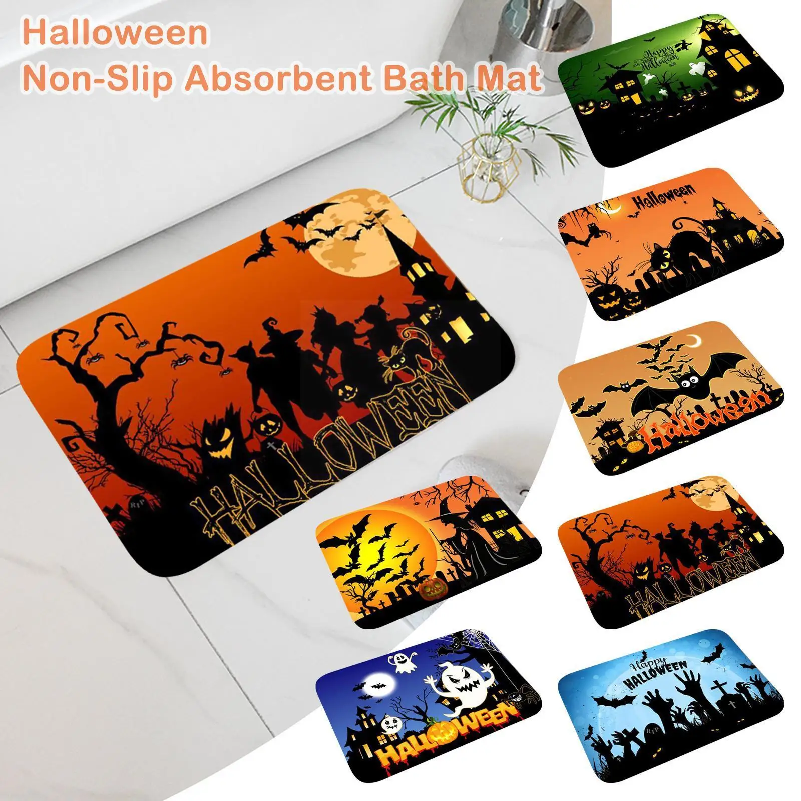 

Halloween Doormat Anti-slip Absorb Bath Mat Printed Bathroom Mats Floor Home Style Mat Halloween Floor Bedroon 40*60cm Kitc Z9y4