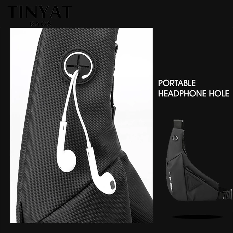 TINYAT Nylon Crossbody Bag For Men Designer New Male Messenger Bag Waterproof Travel Chest Pack Purse Phone Husband Shoulder Bag