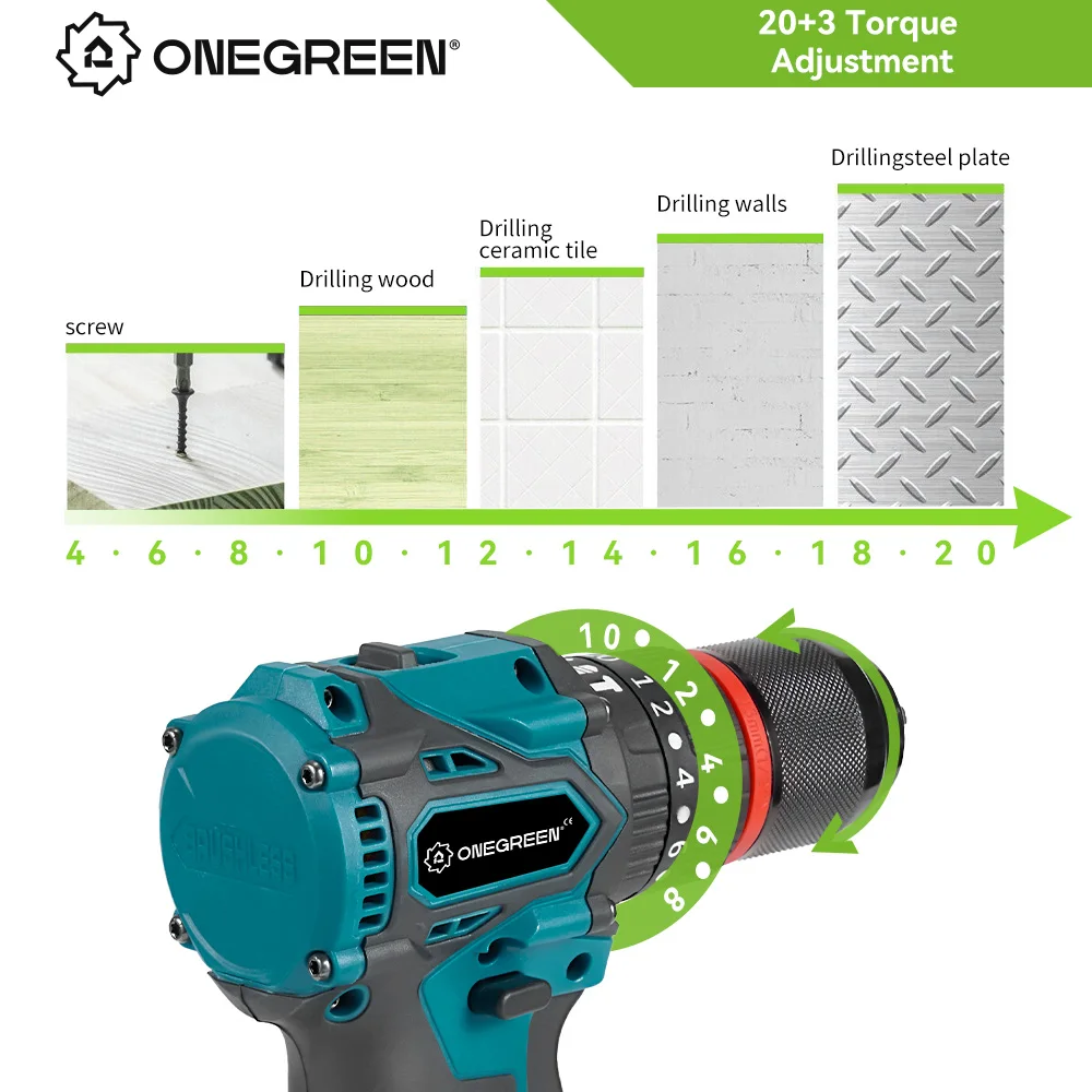 Бесщеточная электрическая ударная дрель ONEGREEN 480N.M