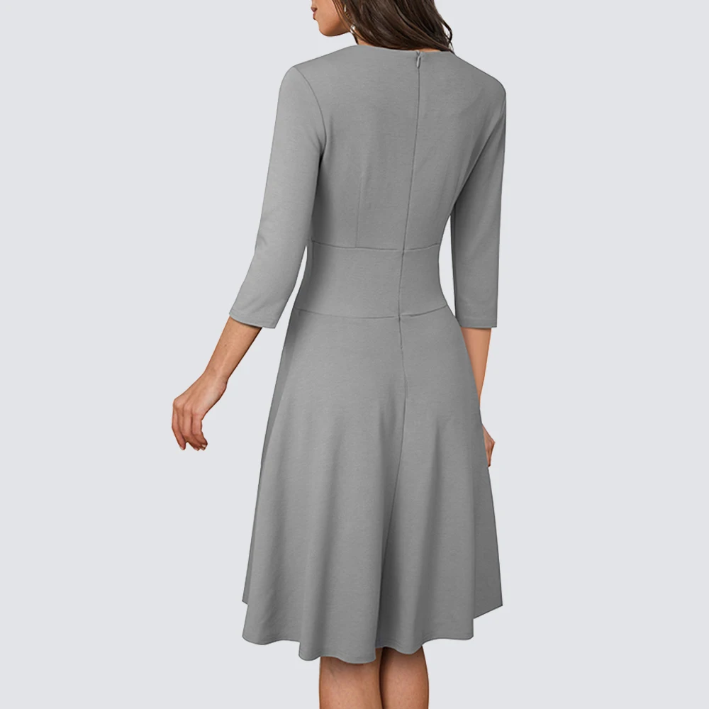 Осенние женские классические платья в стиле пэчворк с V-образным вырезом