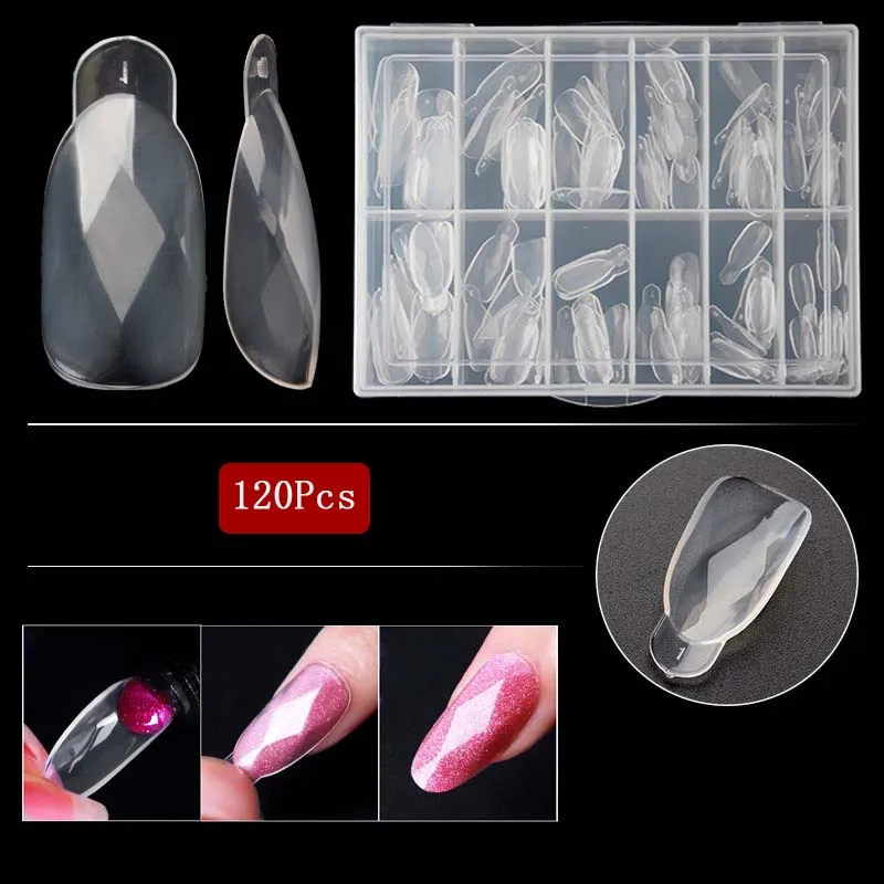 

120Pcs Box Plastic Dual Forms Nails Mold Quick Building Poly UV Gels Extension Finger Diamond Top Forms Tips DIY Art Manicure