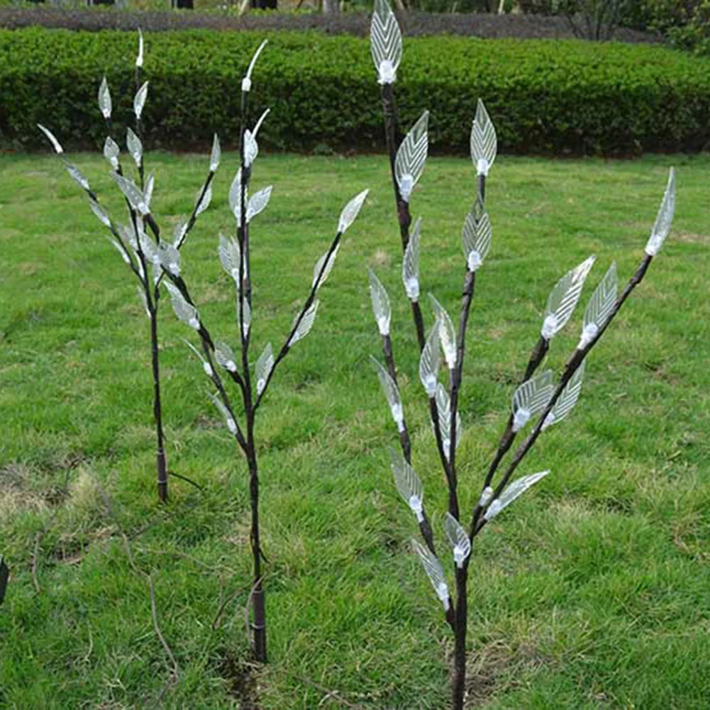 

3 in 1 Solar Garden Lawn Light Tree Leaf Branch LED Stakes Lamp Solar Powered Ground Plug Light Backyard Decor
