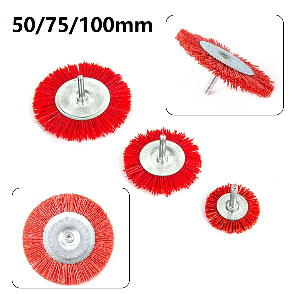 

50/75/100mm Nylon Cup Brush Abrasive Wire Wheel Rotary Tool Polishing Deburring 6mm Shank Power Tool Accessories