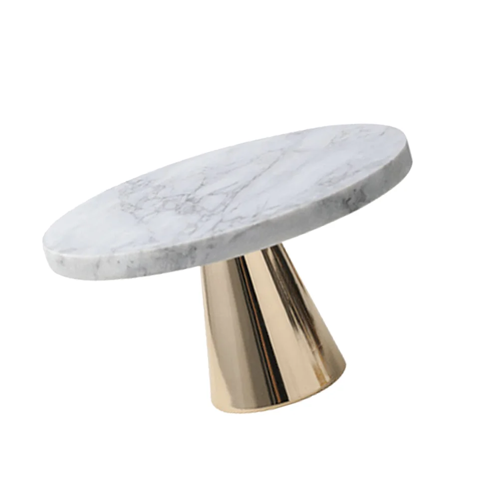 

1Pc Creative Marble Plate Marble Cake Plate Jewelry Display Plate (Golden Grey)