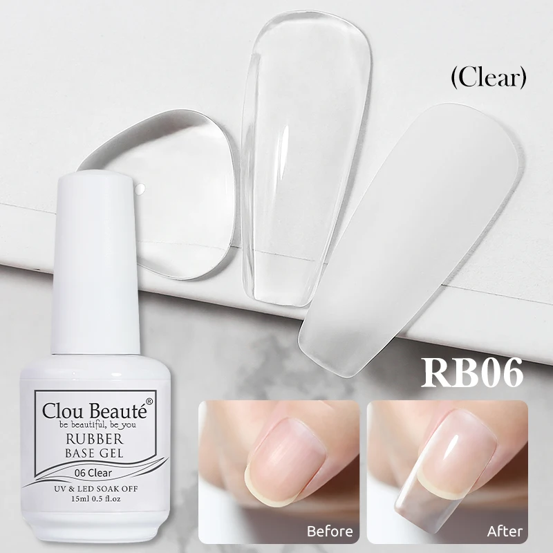 

Clou Beaute 15ml Rubber Base And Top Coat Gel Nail Polish UV Transparent Soak Off Primer Gel Polish Long Lasting Nail Art Ongle