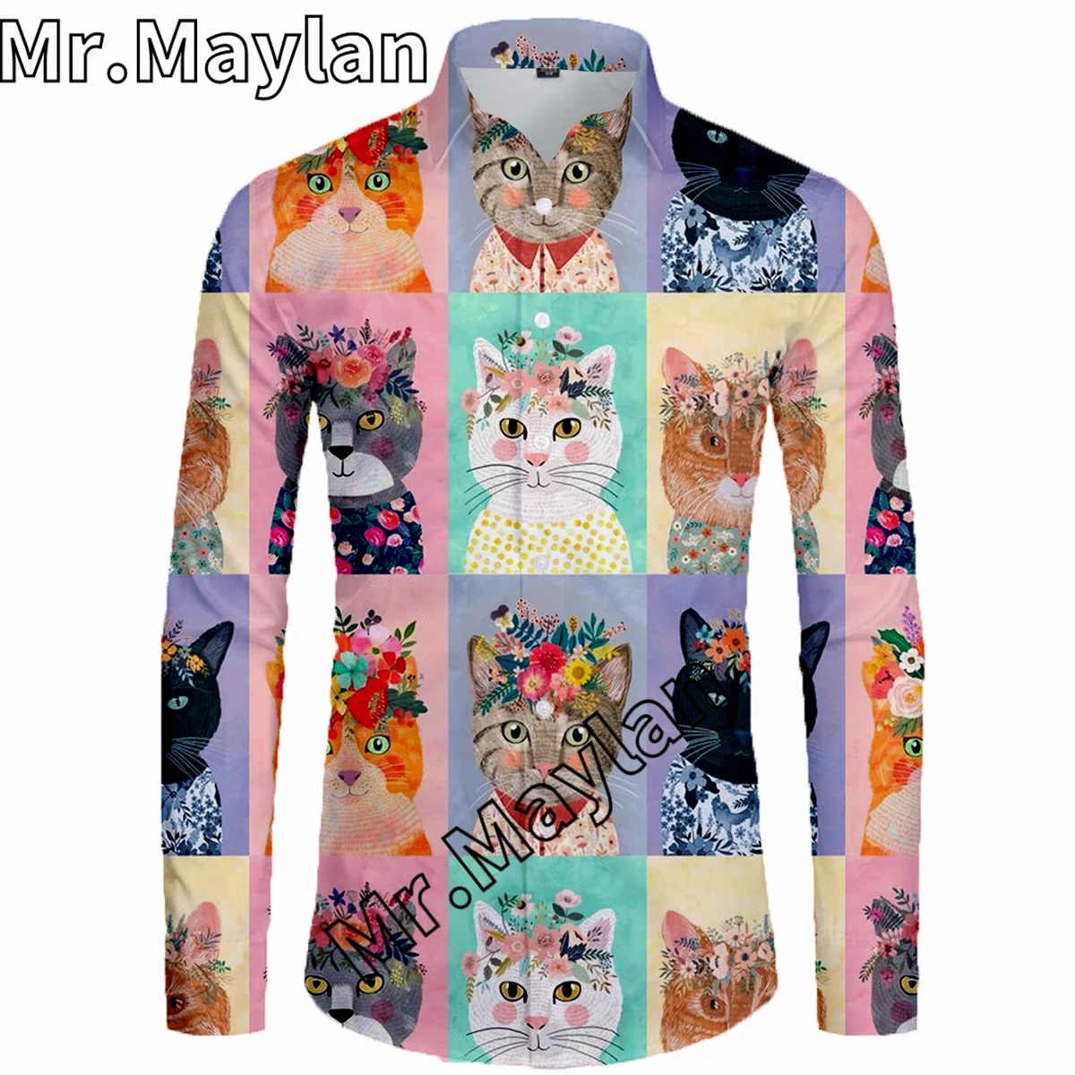 

Cute Cat 3D Retro Shirt Men Hawaiian Shirt Spring Long Sleeve Shirt Men Shirts 2023 Oversized 5XL Shirt Camisas Masculinas-80