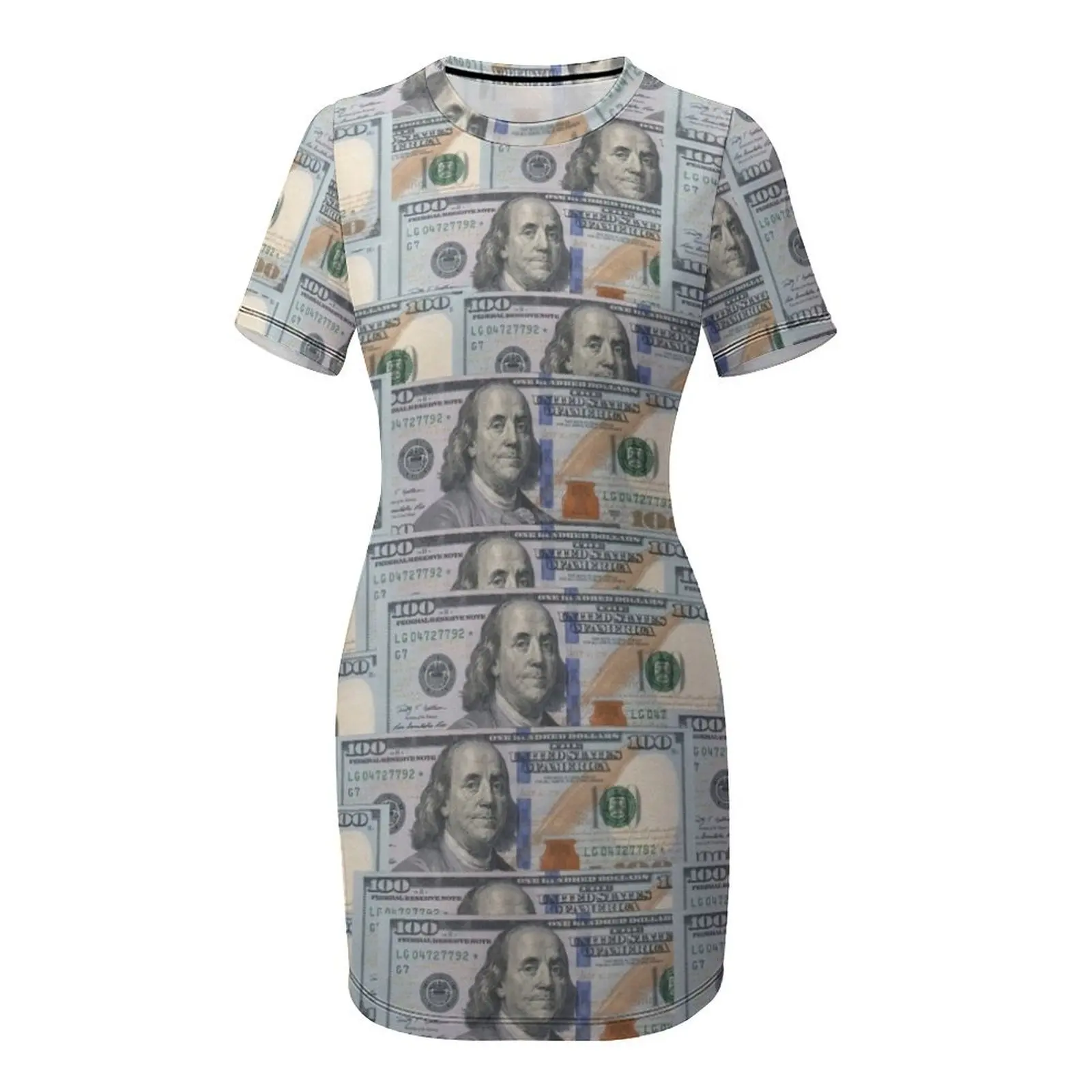 100-долларовые купюры платье с короткими рукавами женские вечерние платья женское