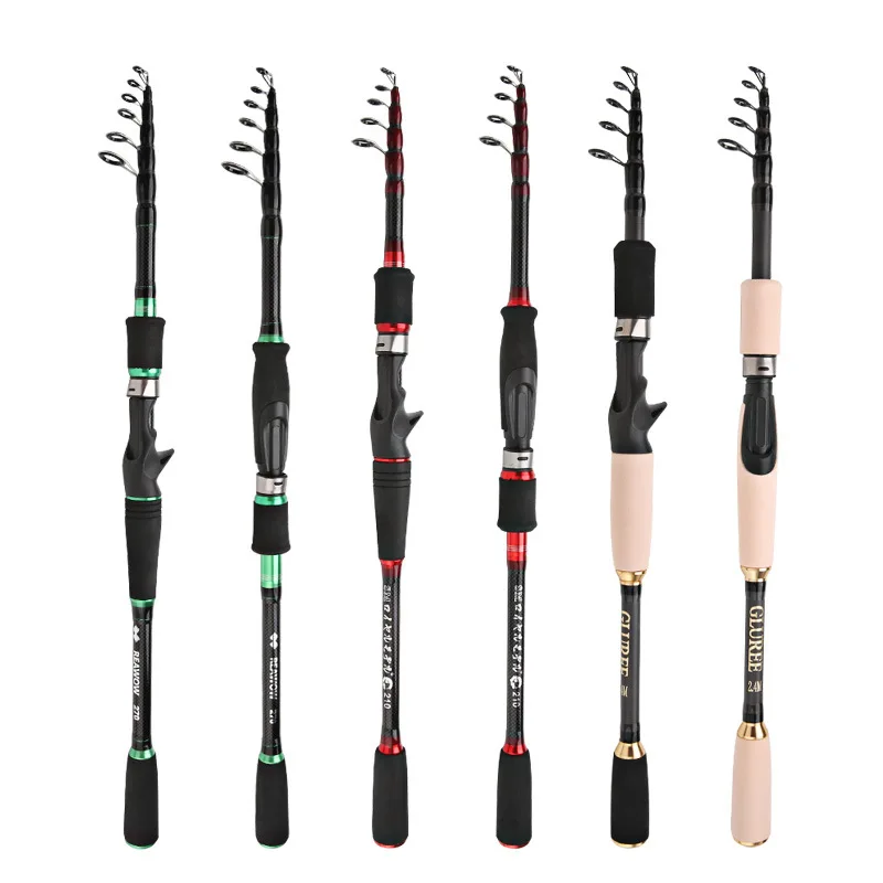 

2022 Telescopic Lure Fishing Rods Carbon Fiber Cork Wood Handle Spinning Rod Casting Rod 1.8M 2.1M 2.4M 2.7M Fishing Pole Tackle