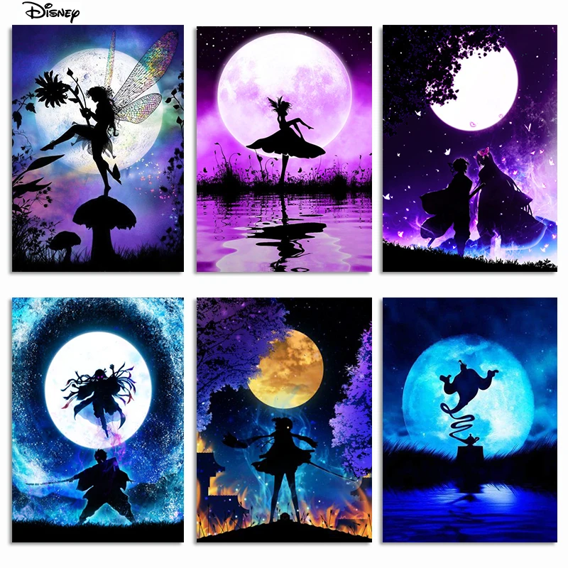 

Алмазная живопись Disney 5D «сделай сам», фэнтезийная сказочная бабочка, красочные лунные и Мультяшные персонажи, подарок «сделай сам», хобби, к...