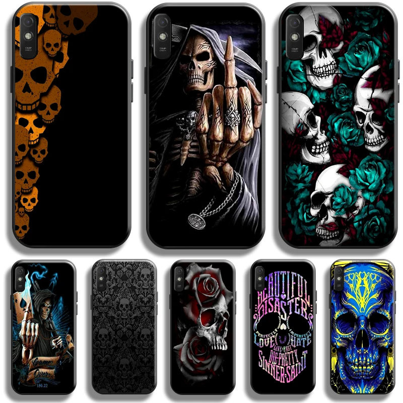 

Rose Skull Grim Reaper Diablo For Xiaomi Redmi 9A Phone Case Redmi 9AT Case Coque Back Black Carcasa Silicone Cover