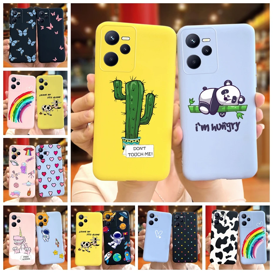 Милый мультяшный чехол для Realme C35 2022 С КАКТУСОМ пандой 4G C 35 RMX3511 Яркий Силиконовый
