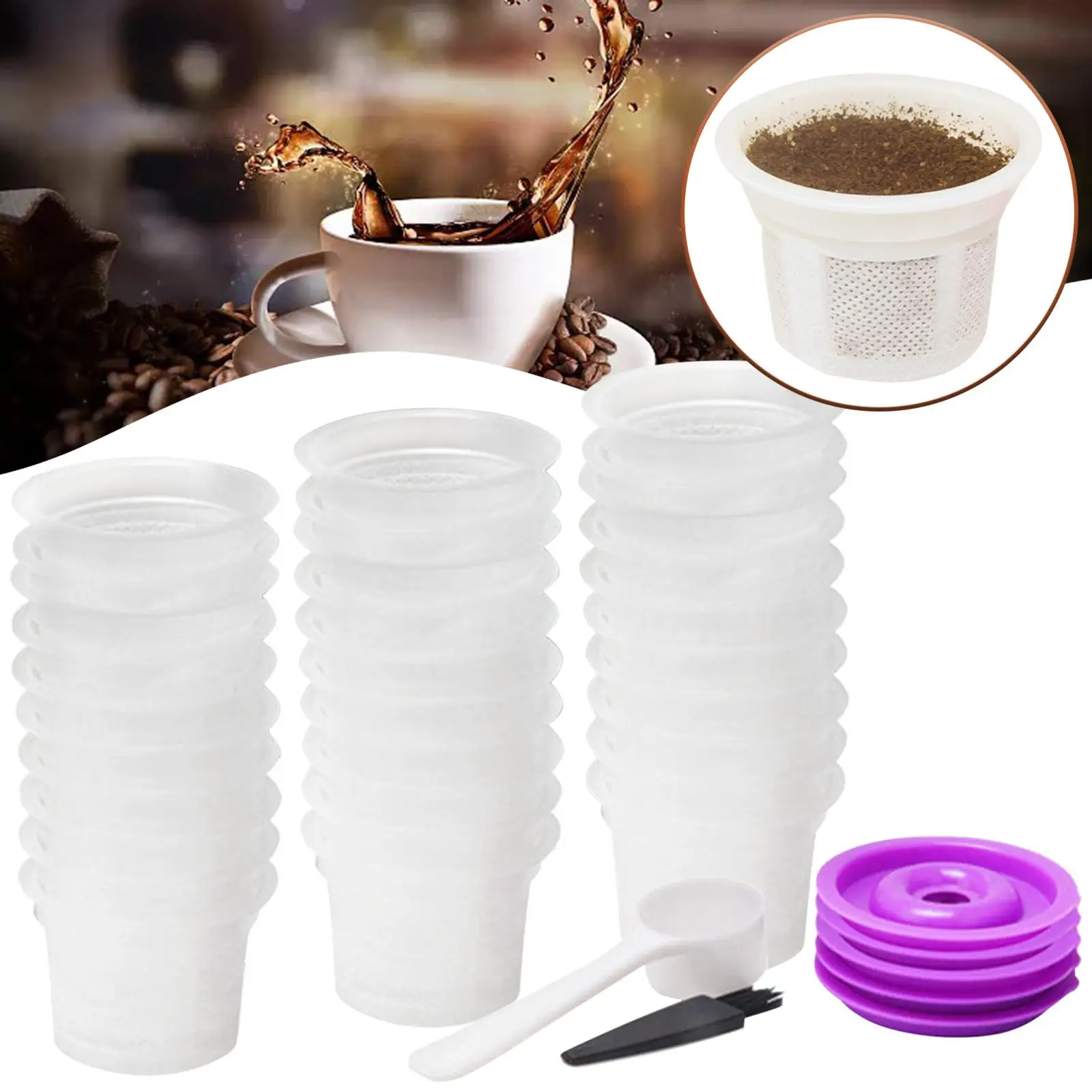 

Set of 50 Disposable Coffee Filter Cups Coffee Accessory with Spoons for Bar