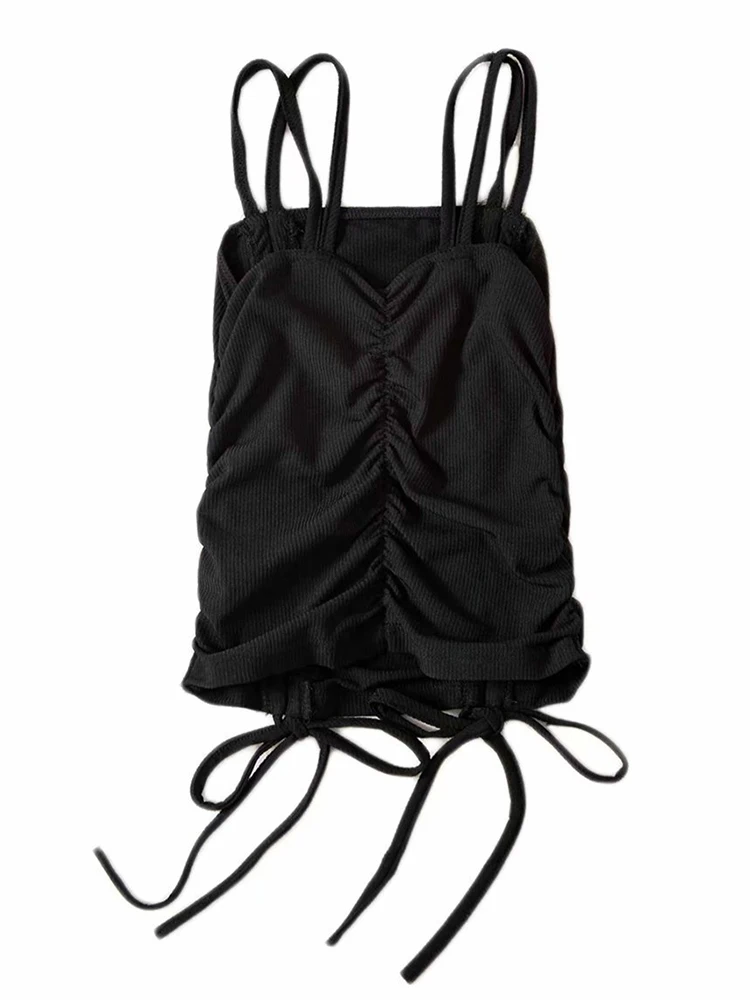 

SVOKOR Drawstring Strap Tube Top WomenTie-Up Crop Top Sexy Slim Harajuku Camis Sleevless Clothes Summer Fashion Streetwear
