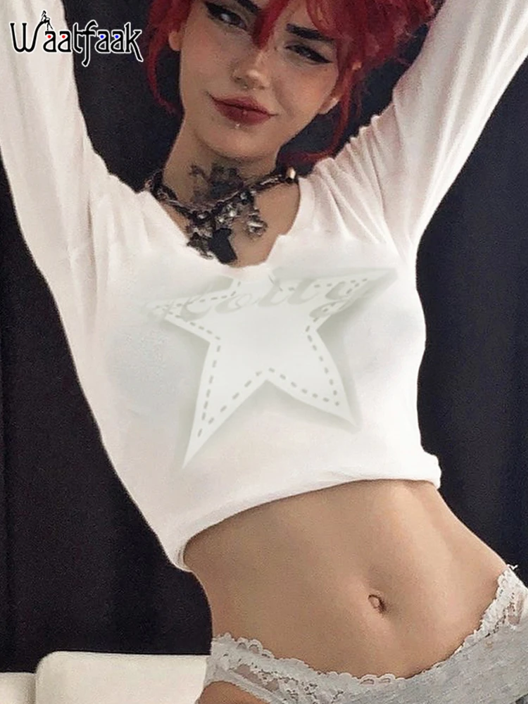 

Женская футболка с длинным рукавом, круглым вырезом и графическим принтом