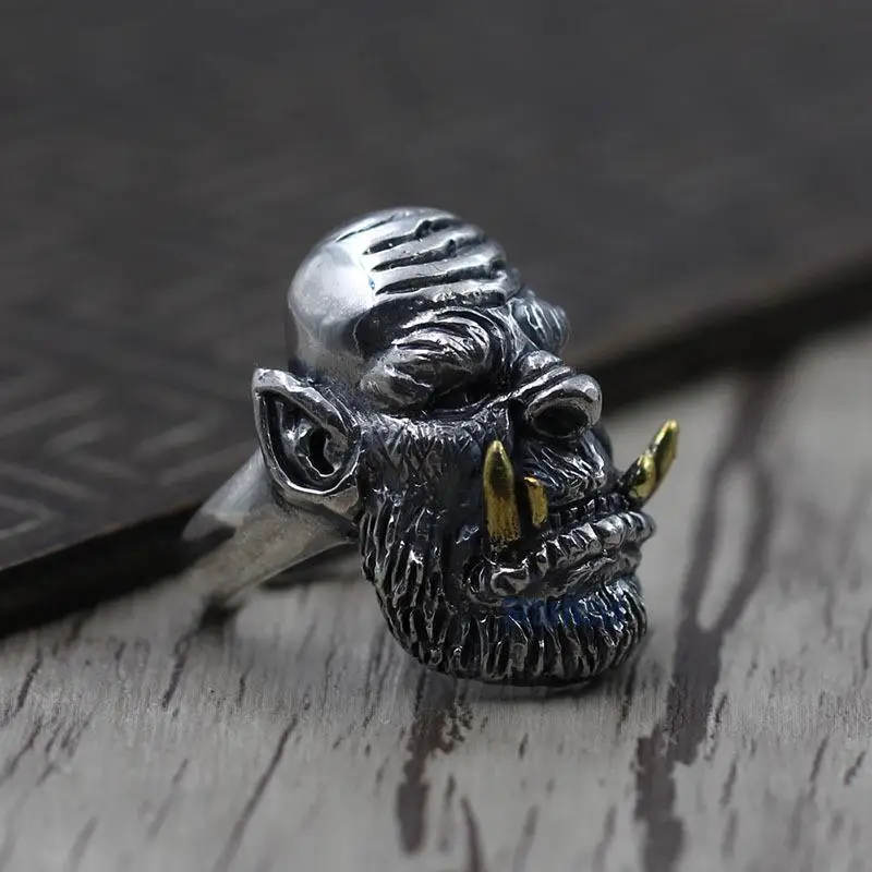 

S925 Sterling Silver Jewelry Retro Personality Ring Thai Silver World Of Warcraft Open men's Ring
