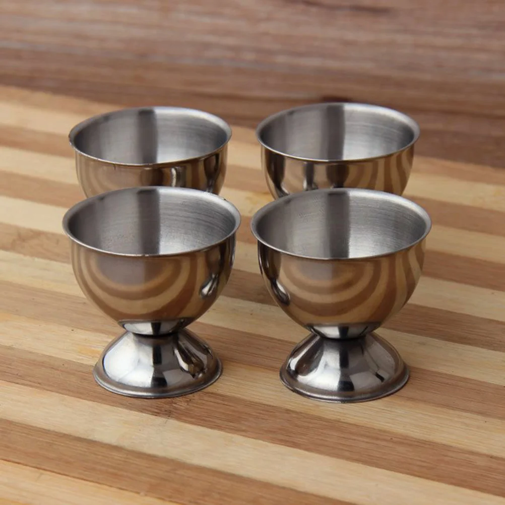 

4PCS Stainless Steel Egg Cup Egg Tray Boiled Egg Cups Holder Stand Dishwasher Safe