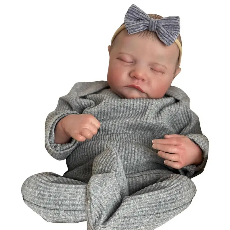 Handmade Silicone Realistic Sleeping Baby Toys Soft Weighted Body Newborn Girl Doll For Kids