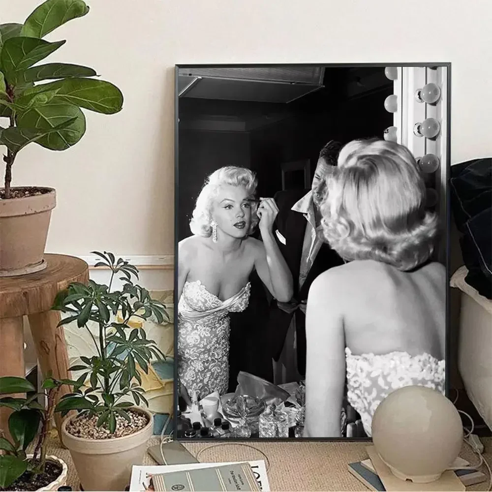 Черно-белая портретная звезда M-Marylin Monro Artwork на холсте настенное украшение HD