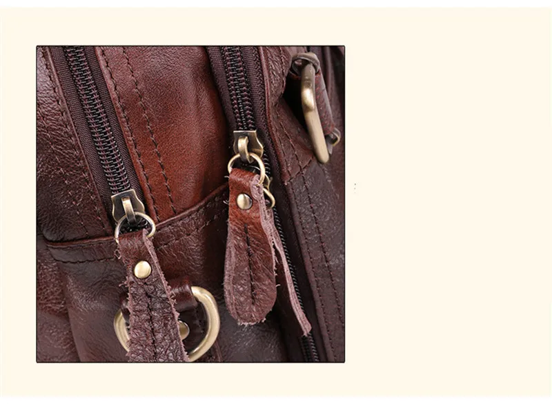 Retro fashion desig natural real leather men business portable coffee briefcase outdoor large-capacity multifunctional backpack