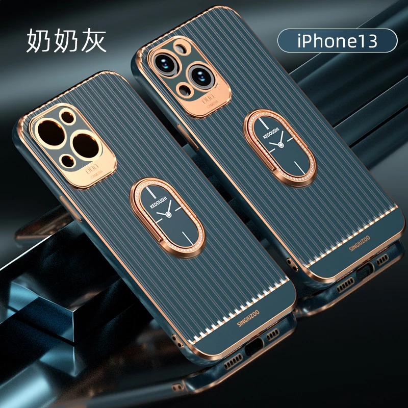 

Luxury Electroplating Clock Ring Buckle Bracket Case For IPhone 13 12 mini 11 Pro MAX X XS XR 7 8 Plus Stand Holder Back Cover