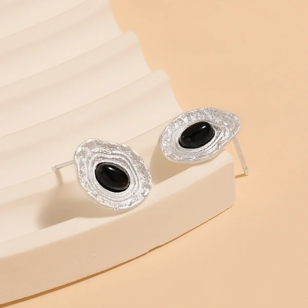 Серьги-гвоздики GXGlint из стерлингового серебра 925 пробы с черным ониксом и