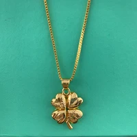 24k gold necklace lucky clover pendant for women charm jewelry gold jewelry wedding party gift