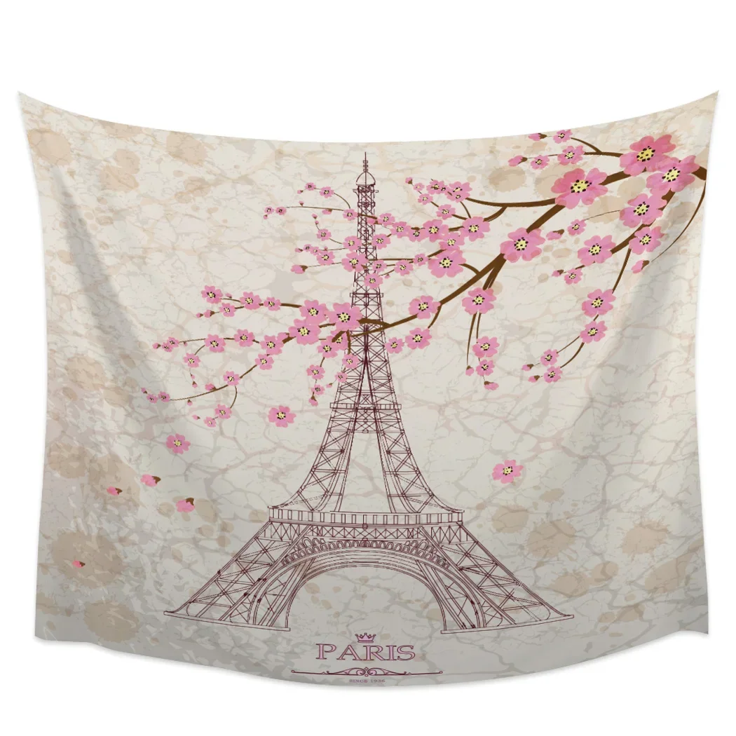 Красивый вишневый цветок Парижская башня гобелен фон настенное покрытие