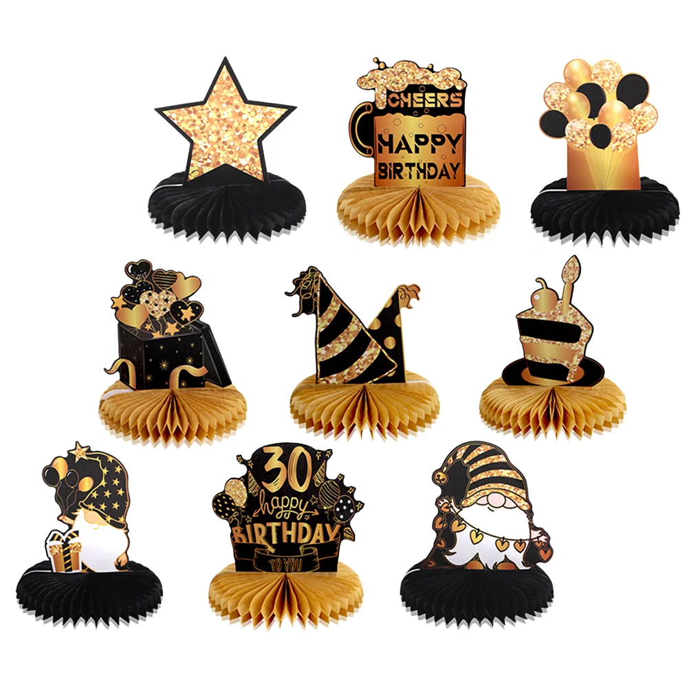 

Birthday 30Th Honeycomb Decorations Table Happy Centerpieces Gold Party Toppers Decoration Supplies Black Men Ornament