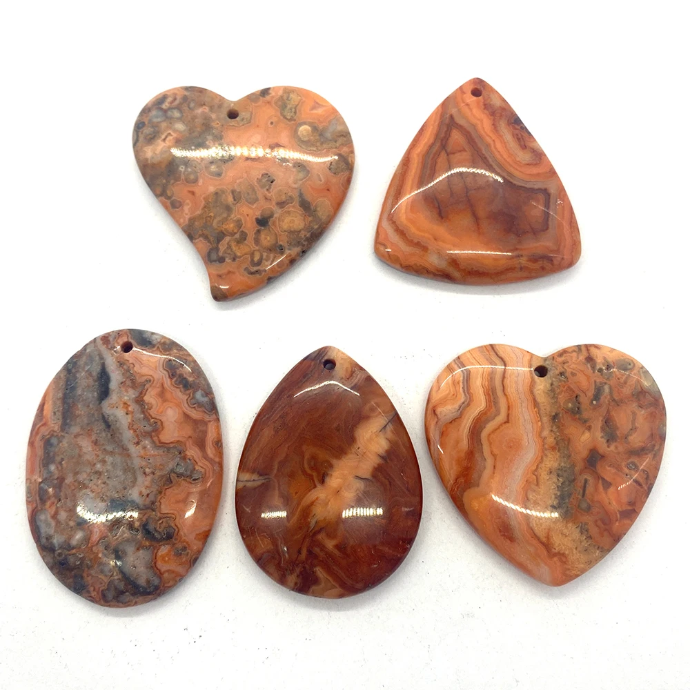 

5pcs Natural Stone Agate Pendant Oval Heart Stripe Agate Fashion Jewelry Making DIY Charm Women Necklace Supplies Gifts