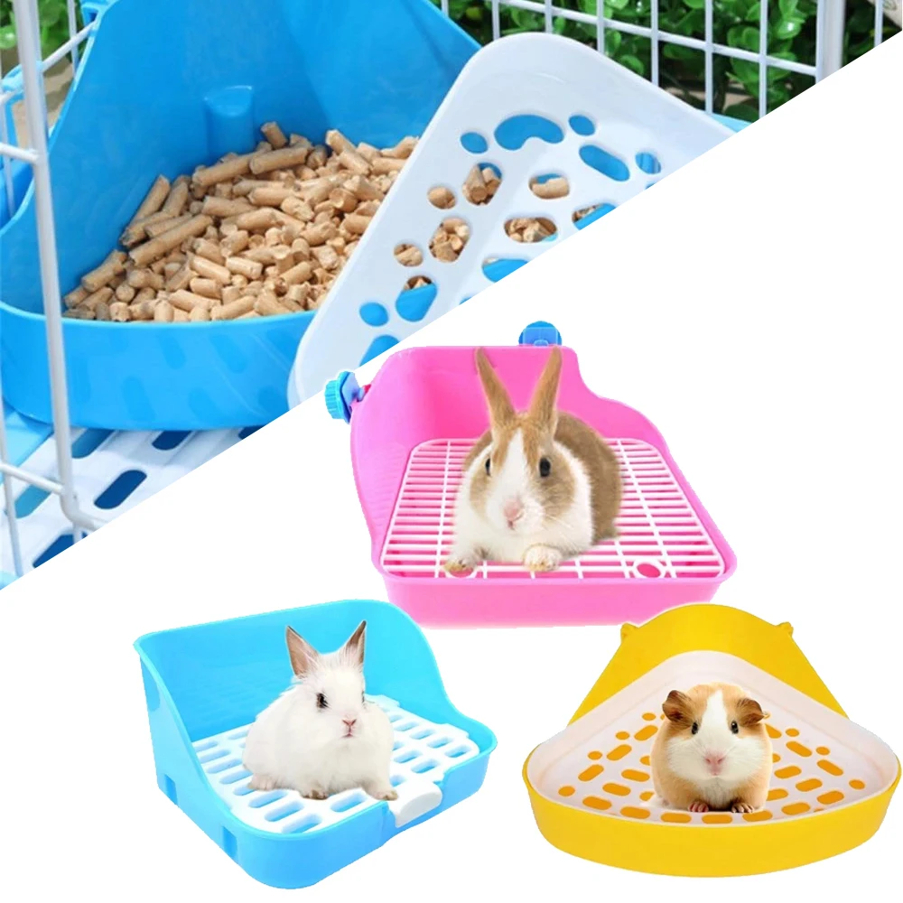 Hamster Pet Cat Rabbit Corner Toilet Litter Trays Clean Indoor Pets Litter Training Tray  for Small Animals