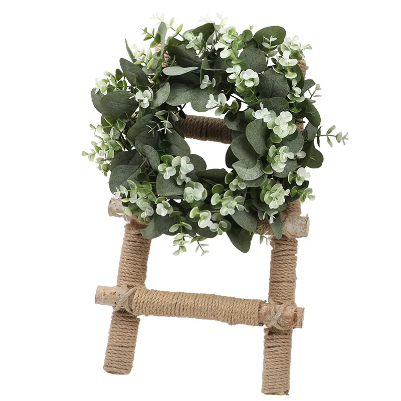 Artificial Eucalyptus Leaf Wreath Door Hanging Accessories Fake Rattan Garland For Wall Decor Wedding Party Decoration