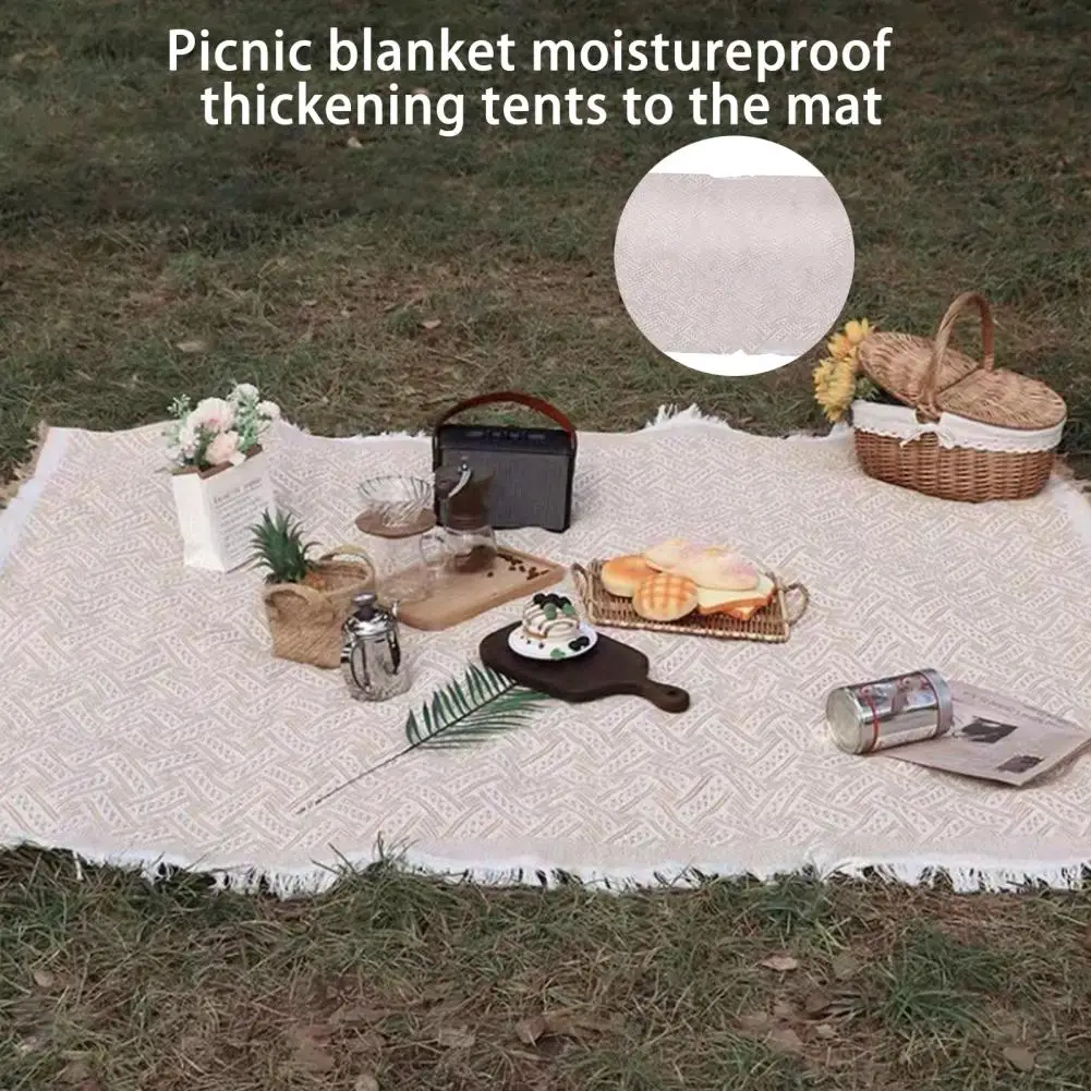 

Picnic Blanket Foldable Ins Style Dyeing Damp-proof Thickened Outdoor Camping Picnic Mat Household Supply