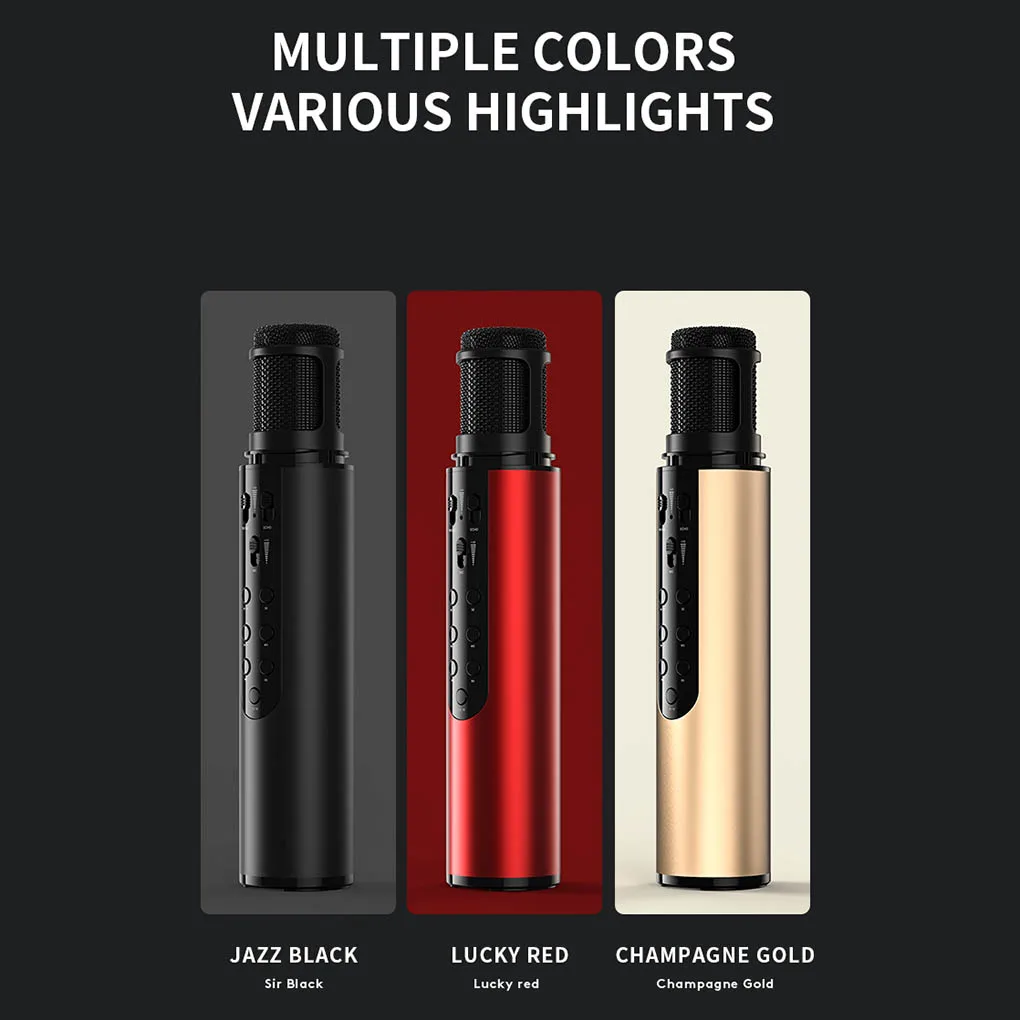 

Karaoke Microphone Voice Change Handheld KTV Condenser Wireless Bluetooth 4.2 Audio Mic, Red