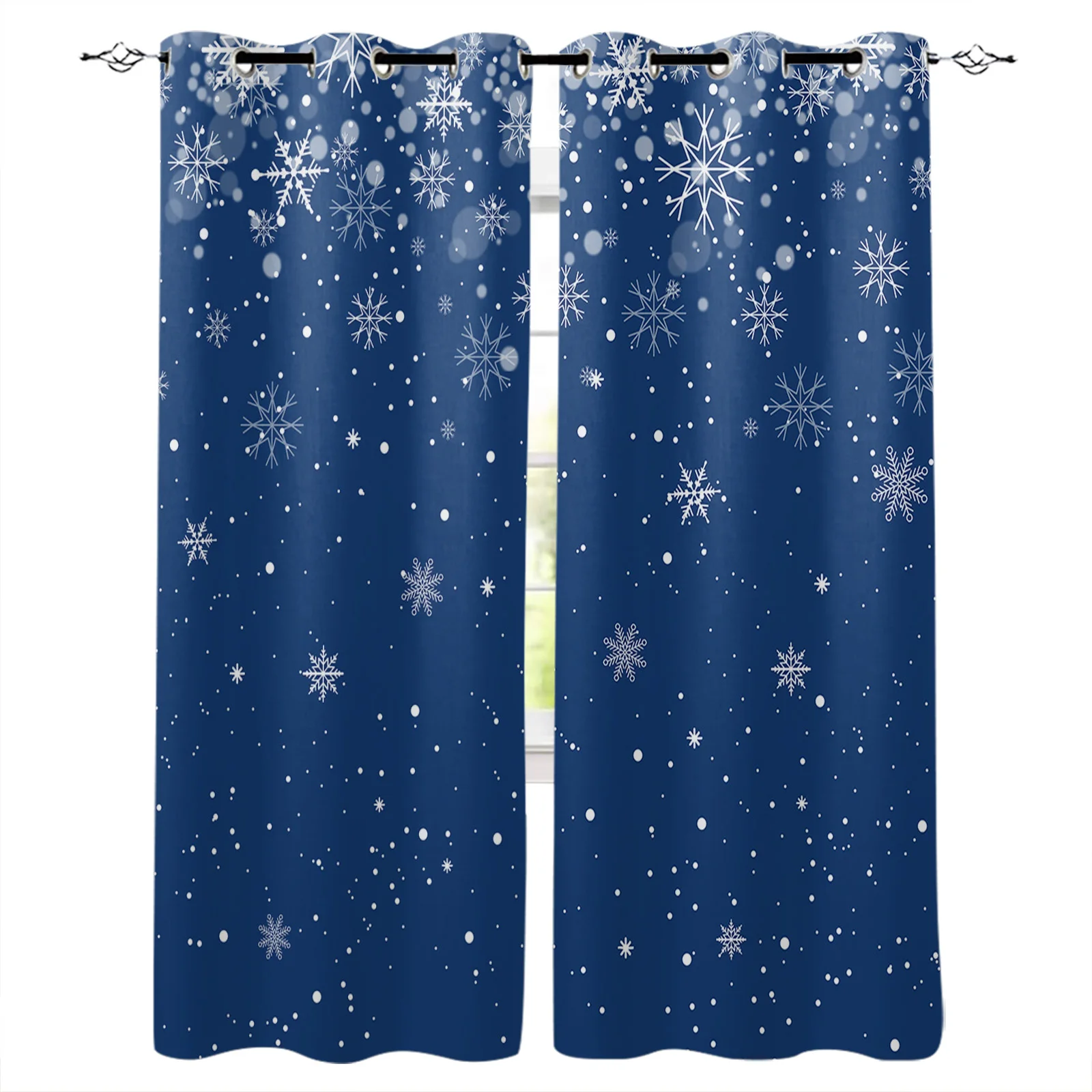 

Рождественские Зимние Снежинки, современные фотообои для гостиной, девушки, мальчика, спальни, кухни, длинные Оконные Занавески