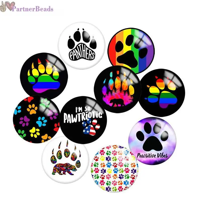 

Multicolor Bear paw Round Photo Glass Cabochon Demo Flat Back Making Findings 20mm Snap Button N6321