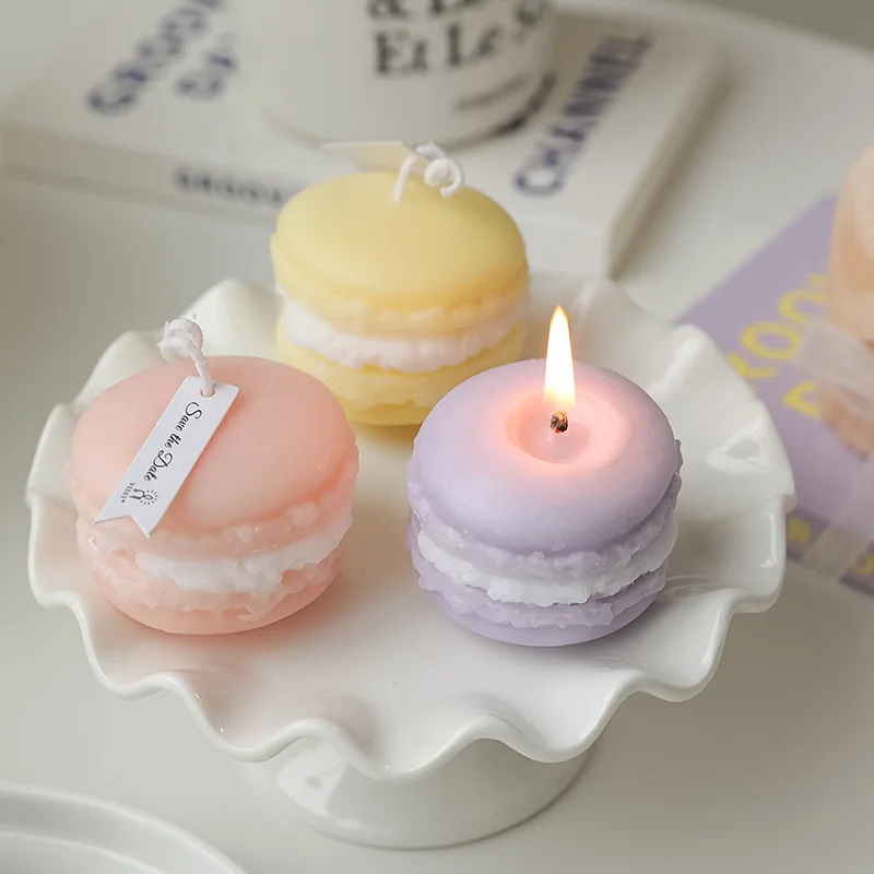 

Simulation Macaron Cake Scented Candle Party Dessert Table Restaurant Table Decorations Girl Birthday Wedding Companion Gift Box