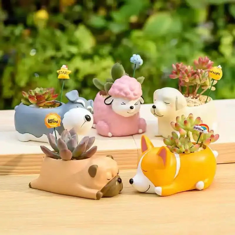 

Pet Animal Flowerpot Concrete Silicone Mold Dog Fox Vase Silica Gel Mould Succulent Plant Pot Mold Cement Clay Molds Home Decor