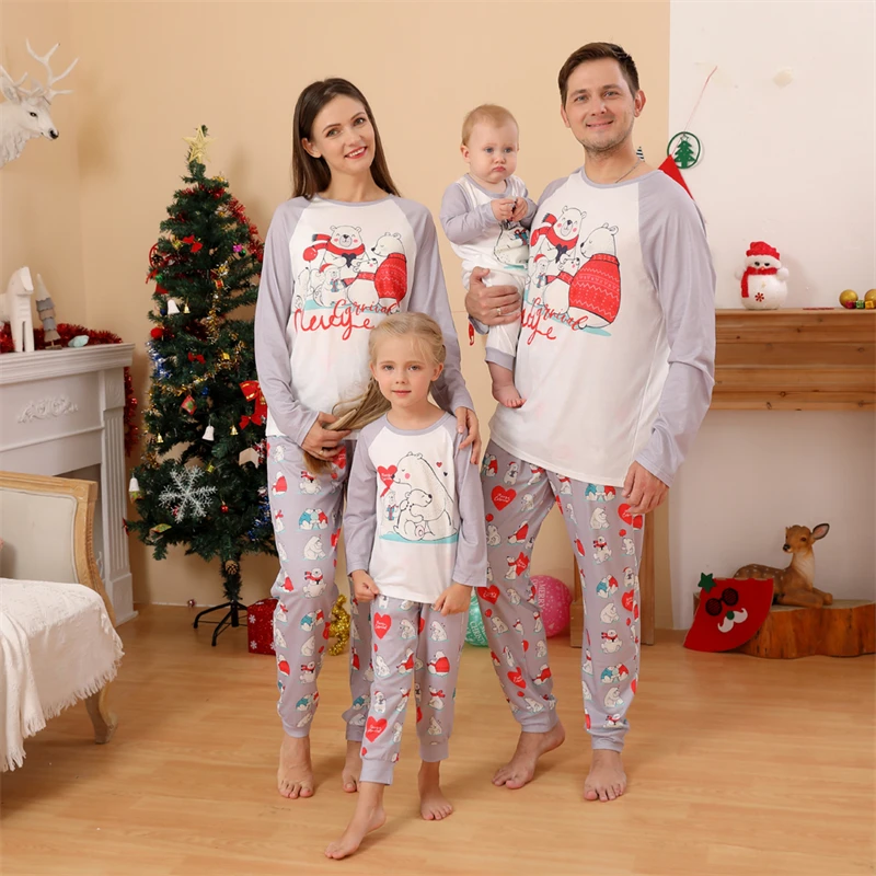 

Polar Bear Christmas Family Matching Pajamas Sets Mommy and Me Pj's Clothes Xmas Father Mother Chilren Baby Pyjamas Outfits 2022