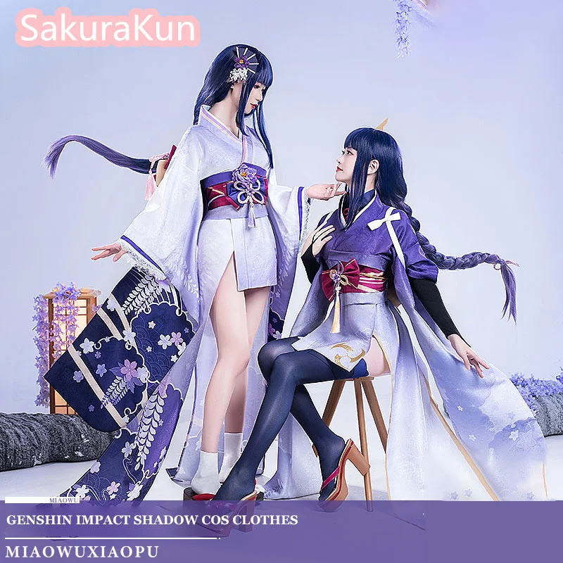

Cosplay Genshin Impact Beelzebul/Raiden Shogun Costume kimono Game Role Raiden Cos Purple Dresses Full Set kimono