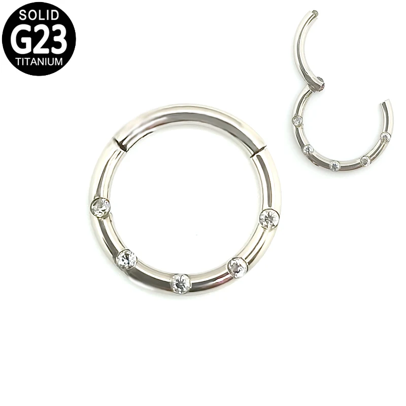 

G23 Titanium Nose Ring Septum Clicker Piercing Cz Ear Cartilage Tragus Helix Earrings Hoop Hinged Segment Nose Studs Jewelry
