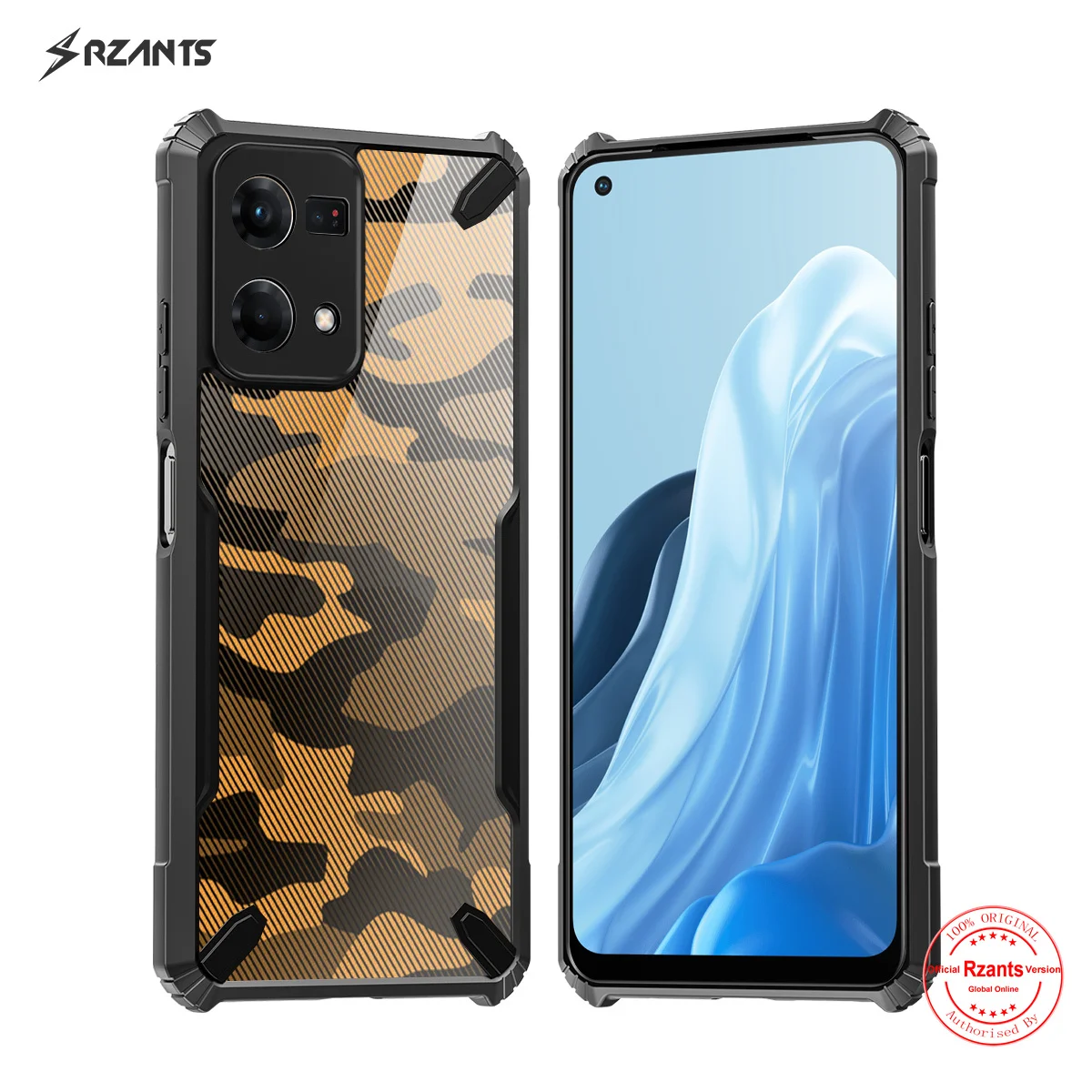 

Rzants для OPPO Reno 7 4G F21 Pro 4G чехол жесткий [Камуфляжный бык] ударопрочный тонкий кристально прозрачный чехол Funda тонкий корпус