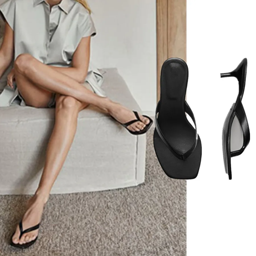 

Сланцы Maxdutti женские, модная простая обувь в английском стиле, блоггер, натуральная кожа, высокий каблук, шлепанцы, тапки, женская обувь