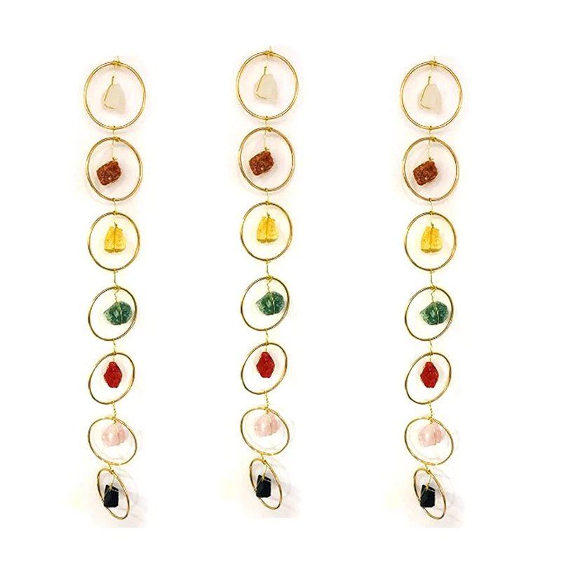 

3X Raw Crystal 7 Crystal Stone Gemstone Wall Decor - Meditation Hanging Decorative Gemstones Ornament Natural Reiki