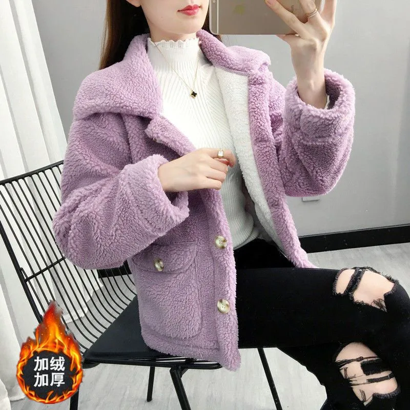 Plus Velvet Thickening&quot Women's Imitation Lambswool Coat 2025 Female Autumn Winter New Majia Fashion Jacket Tank Top Overcoat