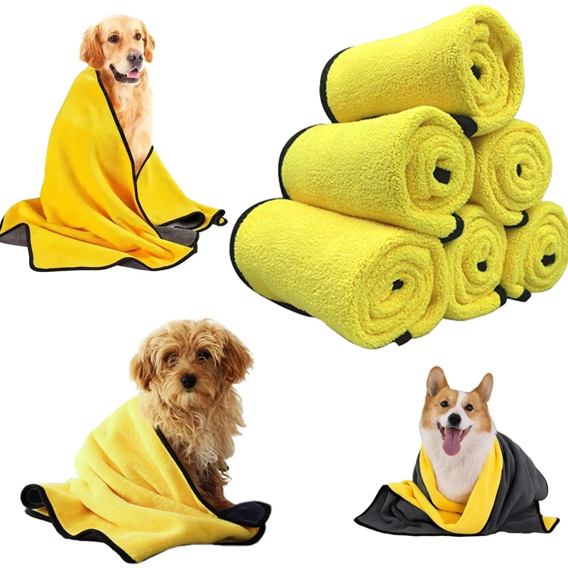 

Dog Cat Towel Super Absorbent Doggy Bath Towel for Small Large Pet Cleaning Tool Microfiber Dog Quicky Drying Towel Random Color