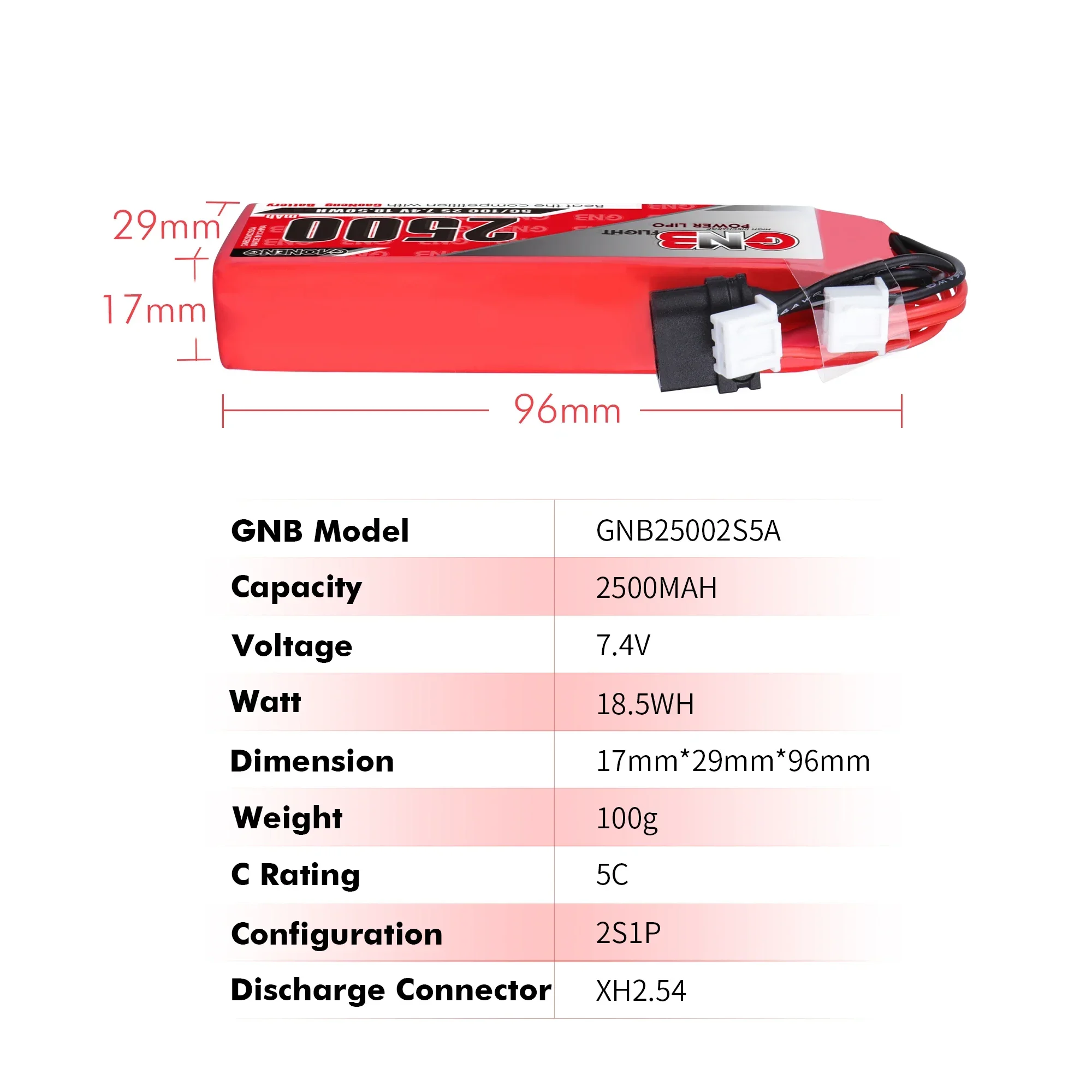 

Gaoneng GNB 2500mAh 2S1P 7.4V 5C/10C Lipo Battery with XT60 Plug For Frsky Taranis X9Dplus Receive remote control RC Parts