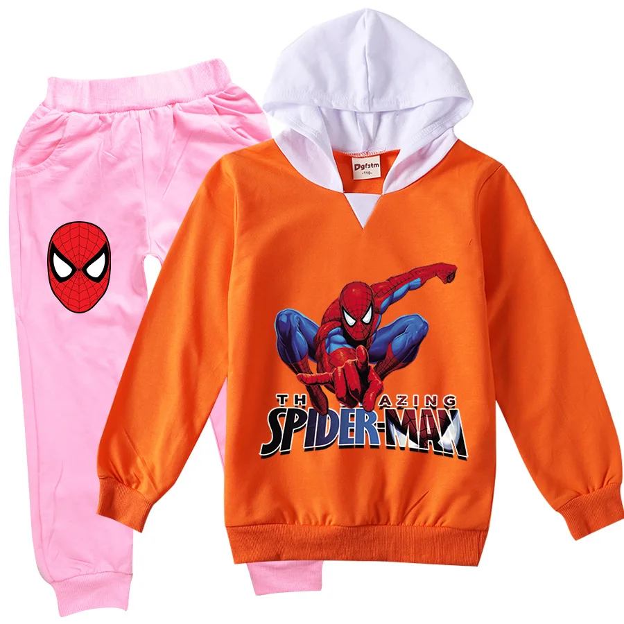 

2022 SpiderMan Boys and Girls Cotton Cartoon Printing Children's Spring and Autumn Long-Sleeved Sweater + Pants