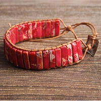 natural bracelet 4x13mm rectangular column tangerine emperor braided bracelet for diy jewelry women and men amulet accessories