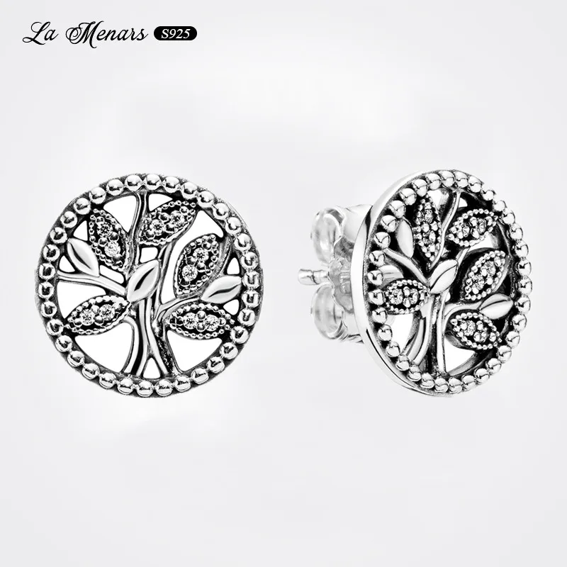 

Серьги La Menars женские круглые с вечнозеленым деревом, Изящные Ювелирные украшения для дня рождения, лучший подарок с настоящим серебряным по...